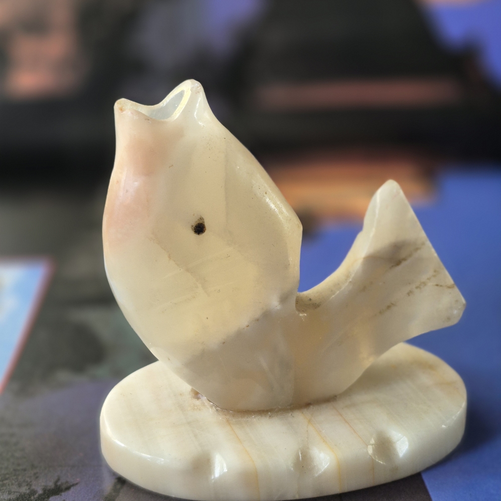 Alabaster Koi  Fish Figurine Vase